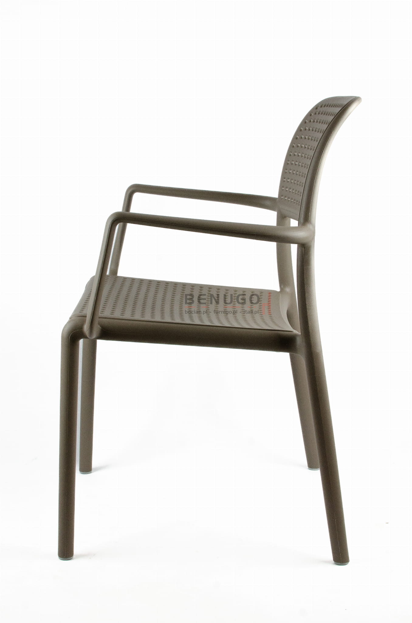 Krzesło Bora włoskiej marki Nardi kolor tortora beżowy sztaplowane do ogrodu ogródka na taras do hotelu restauracji kawiarni lodziarni na balkon