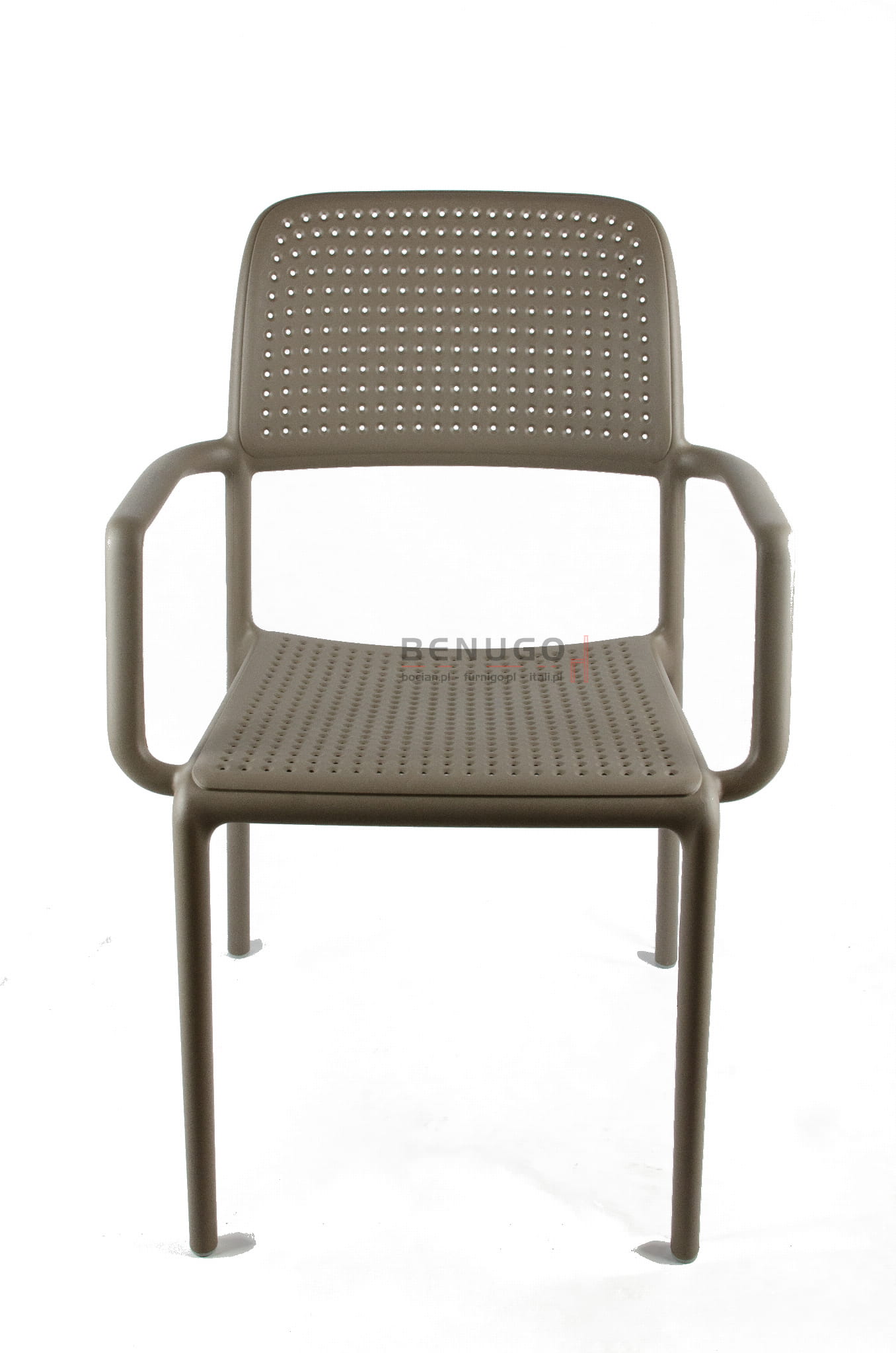 Krzesło Bora włoskiej marki Nardi kolor tortora beżowy sztaplowane do ogrodu ogródka na taras do hotelu restauracji kawiarni lodziarni na balkon