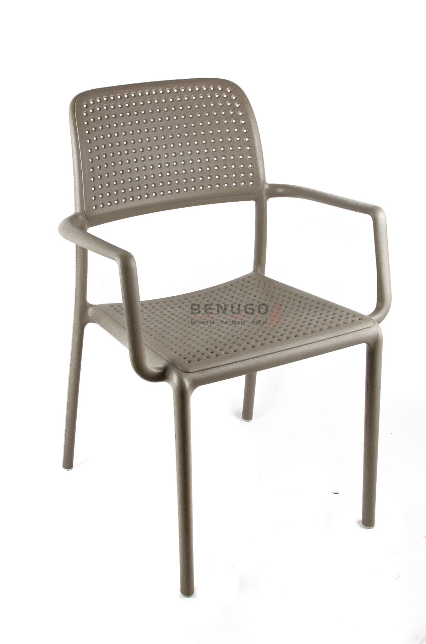 Krzesło Bora włoskiej marki Nardi kolor tortora beżowy sztaplowane do ogrodu ogródka na taras do hotelu restauracji kawiarni lodziarni na balkon