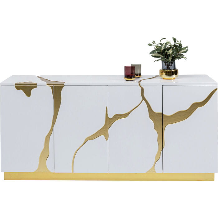 kredens Cracked White Gold, kredens Kare Design, kredens złoty, kredens do salonu, do jadalni