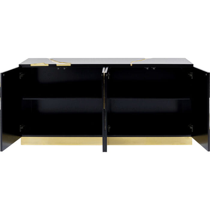 kredens Cracked Black Gold, kredens Kare Design, kredens do salonu, kredens do jadalni