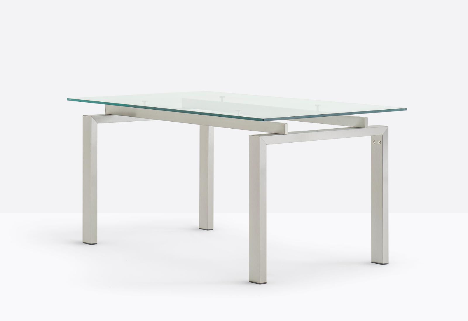 stół Space, stół Pedrali, stół metalowy szklany blat, stół do jadalni, stół do biura, elegancki stół, nowoczesny design, włoski design
