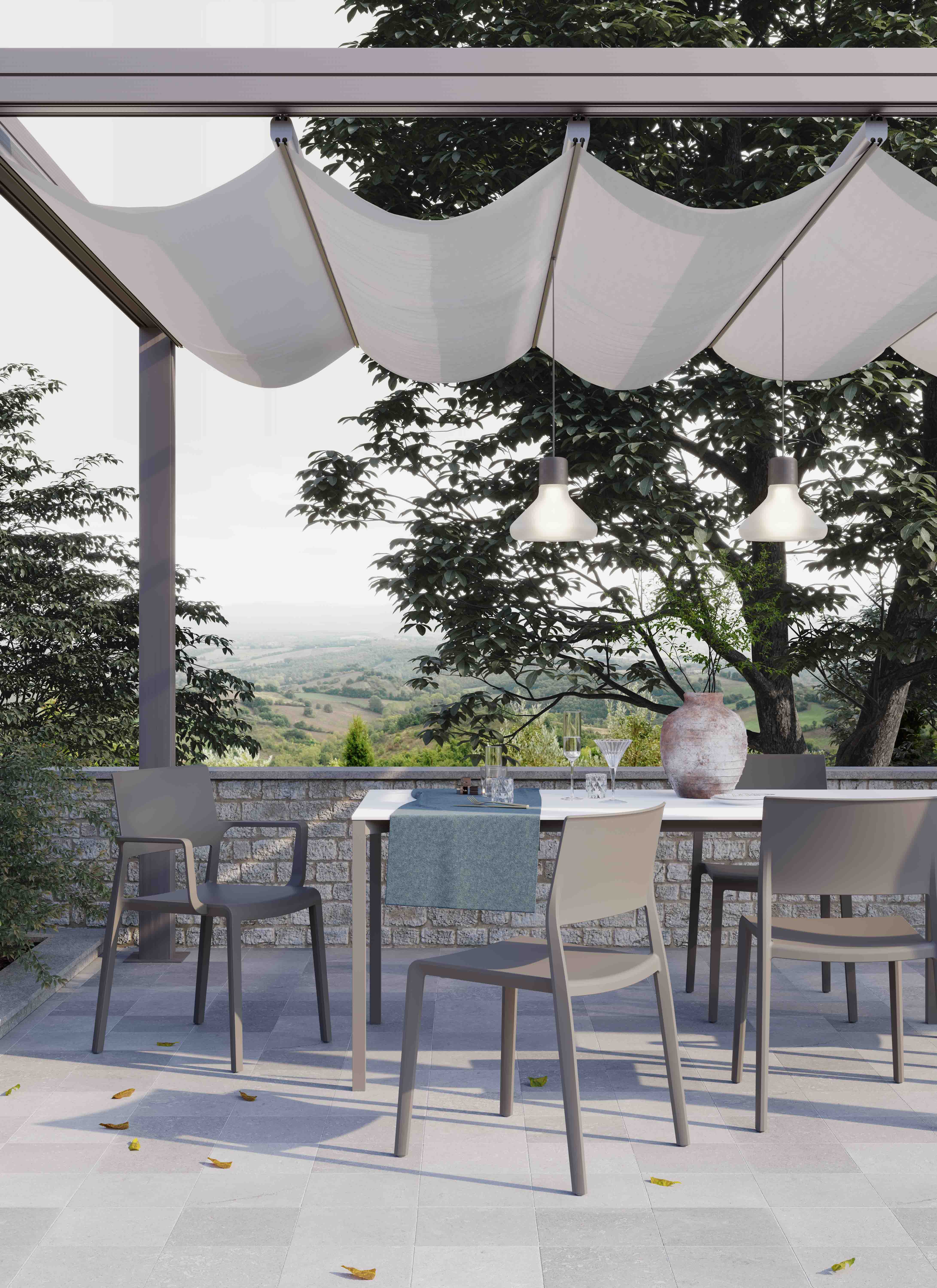 krzesło Lilibet, krzesło do kawiarni, krzesło na taras, meble restauracyjne, odporne krzesło outdoor, nowoczesne krzesło z tworzywa, wersja z podłokietnikami, krzesło do gastronomii, trwałe krzesło z tworzywa, lekkie krzesło plastikowe