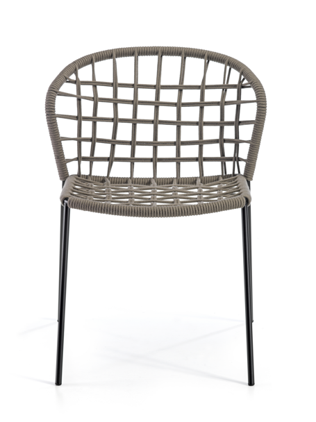 krzesło ogrodowe, krzesło outdoor, krzesło plecione, krzesło z liną, krzesło metalowe, meble na taras, meble balkonowe, meble restauracyjne, meble odporne na warunki atmosferyczne, krzesło z kolekcji Sanela