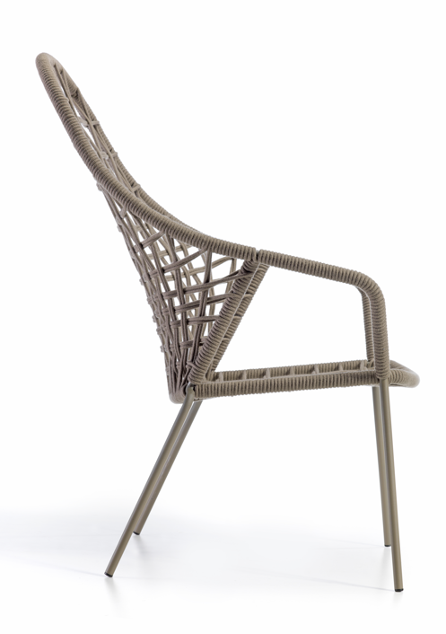 fotel ogrodowy, fotel outdoor, fotel pleciony, fotel metalowy, meble na taras, meble balkonowe, meble restauracyjne, meble odporne na warunki atmosferyczne, fotel z kolekcji Sanela