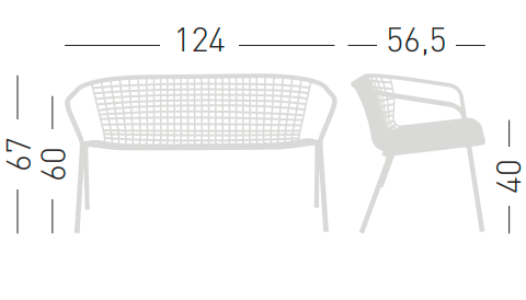 ławka outdoor, ławka pleciona, ławka metalowa, meble na taras, meble balkonowe, meble restauracyjne, meble odporne na warunki atmosferyczne, ławka z kolekcji Sanela
