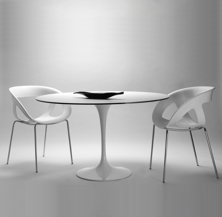 stół okrągły, stół jadalniany, stół restauracyjny, stół konferencyjny, Saturno, biały stół, nowoczesny stół, minimalistyczny design, stół z jedną nogą, duży stół